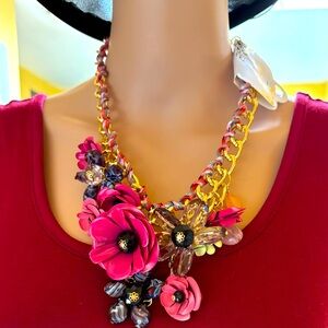 Bohemian Retro Maroon Gold Bib Necklace